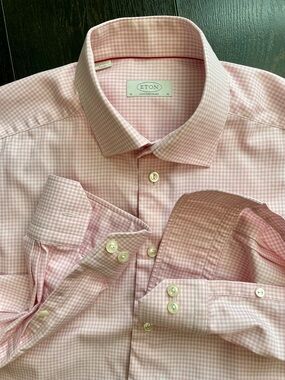 Eton - all cotton gingham pattern dress shirt Size 41 (16”neck)